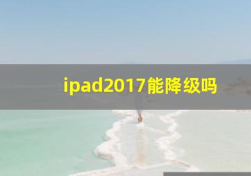 ipad2017能降级吗