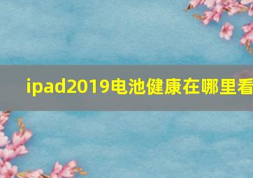 ipad2019电池健康在哪里看