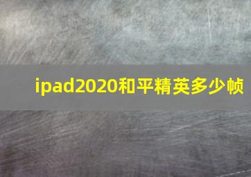 ipad2020和平精英多少帧