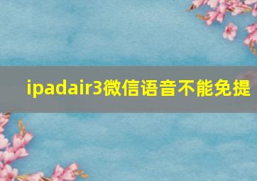 ipadair3微信语音不能免提