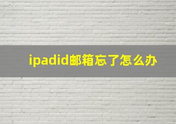 ipadid邮箱忘了怎么办