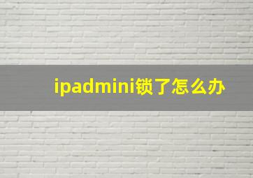 ipadmini锁了怎么办