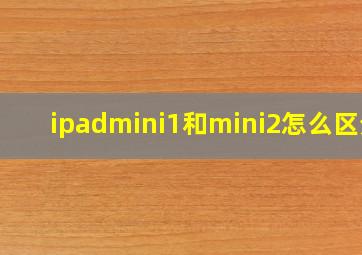 ipadmini1和mini2怎么区分