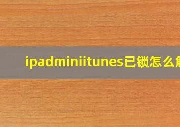 ipadminiitunes已锁怎么解