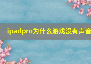 ipadpro为什么游戏没有声音