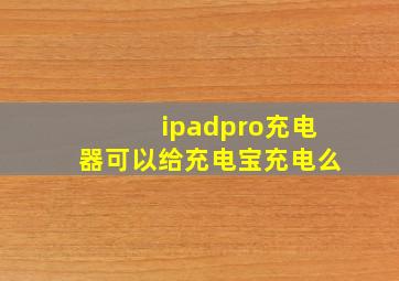 ipadpro充电器可以给充电宝充电么