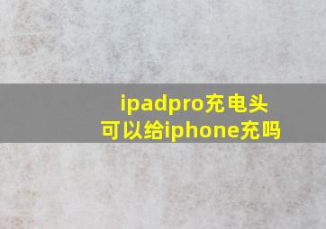 ipadpro充电头可以给iphone充吗