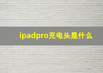 ipadpro充电头是什么