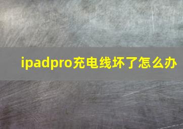 ipadpro充电线坏了怎么办