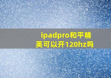 ipadpro和平精英可以开120hz吗