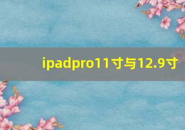 ipadpro11寸与12.9寸