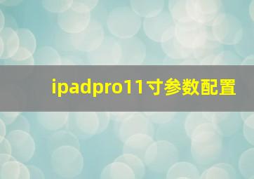 ipadpro11寸参数配置