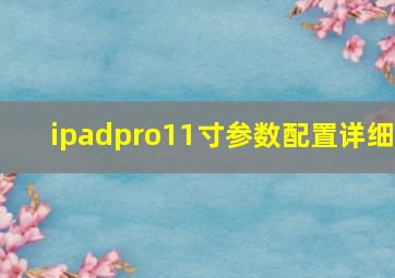 ipadpro11寸参数配置详细