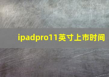 ipadpro11英寸上市时间