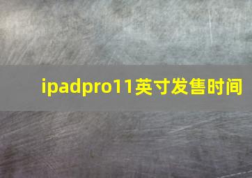 ipadpro11英寸发售时间