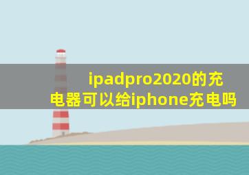 ipadpro2020的充电器可以给iphone充电吗