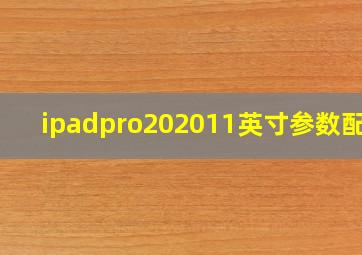 ipadpro202011英寸参数配置