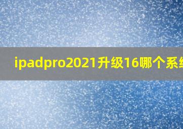 ipadpro2021升级16哪个系统好