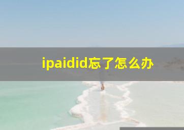 ipaidid忘了怎么办