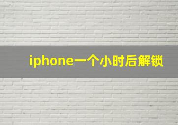 iphone一个小时后解锁