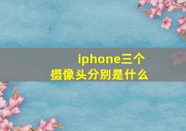 iphone三个摄像头分别是什么