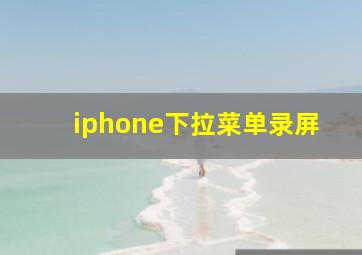 iphone下拉菜单录屏