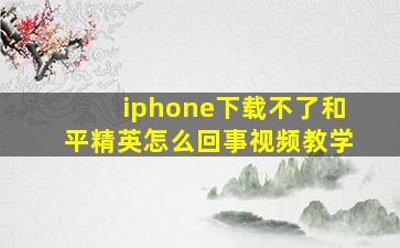 iphone下载不了和平精英怎么回事视频教学