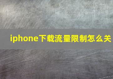 iphone下载流量限制怎么关