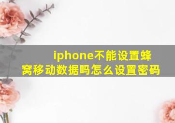 iphone不能设置蜂窝移动数据吗怎么设置密码