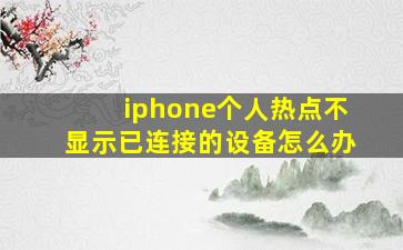 iphone个人热点不显示已连接的设备怎么办