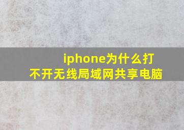 iphone为什么打不开无线局域网共享电脑