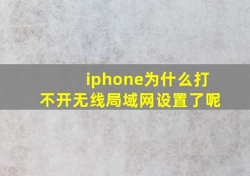 iphone为什么打不开无线局域网设置了呢