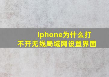 iphone为什么打不开无线局域网设置界面