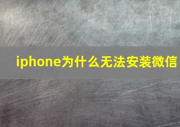 iphone为什么无法安装微信