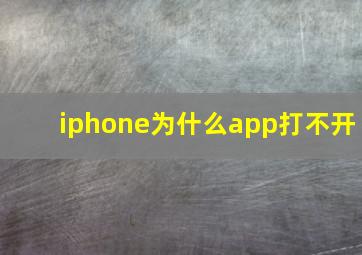 iphone为什么app打不开