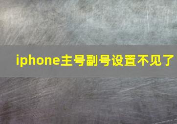 iphone主号副号设置不见了