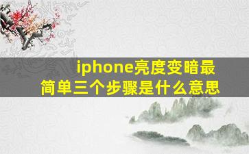 iphone亮度变暗最简单三个步骤是什么意思