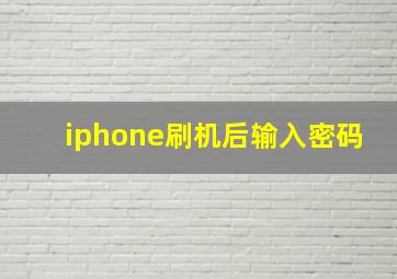 iphone刷机后输入密码