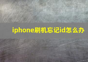 iphone刷机忘记id怎么办