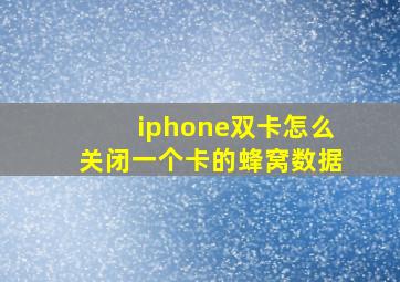 iphone双卡怎么关闭一个卡的蜂窝数据