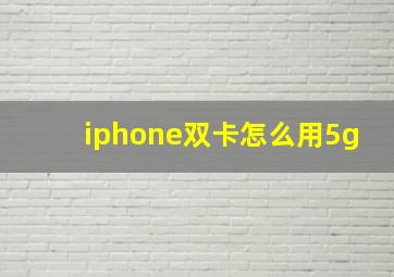 iphone双卡怎么用5g