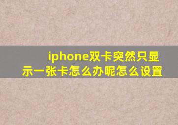 iphone双卡突然只显示一张卡怎么办呢怎么设置