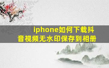 iphone如何下载抖音视频无水印保存到相册