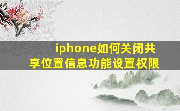 iphone如何关闭共享位置信息功能设置权限