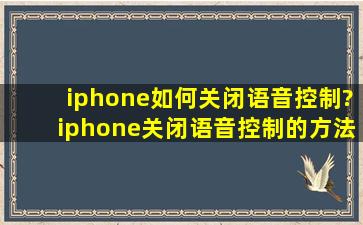 iphone如何关闭语音控制?iphone关闭语音控制的方法