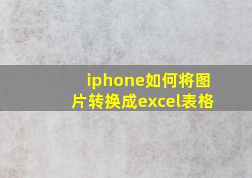 iphone如何将图片转换成excel表格