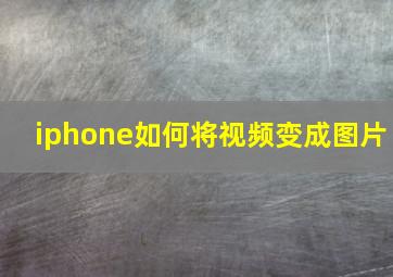 iphone如何将视频变成图片