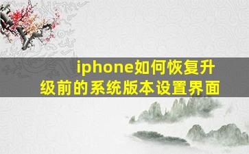 iphone如何恢复升级前的系统版本设置界面