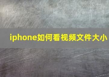 iphone如何看视频文件大小