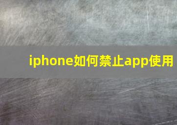 iphone如何禁止app使用